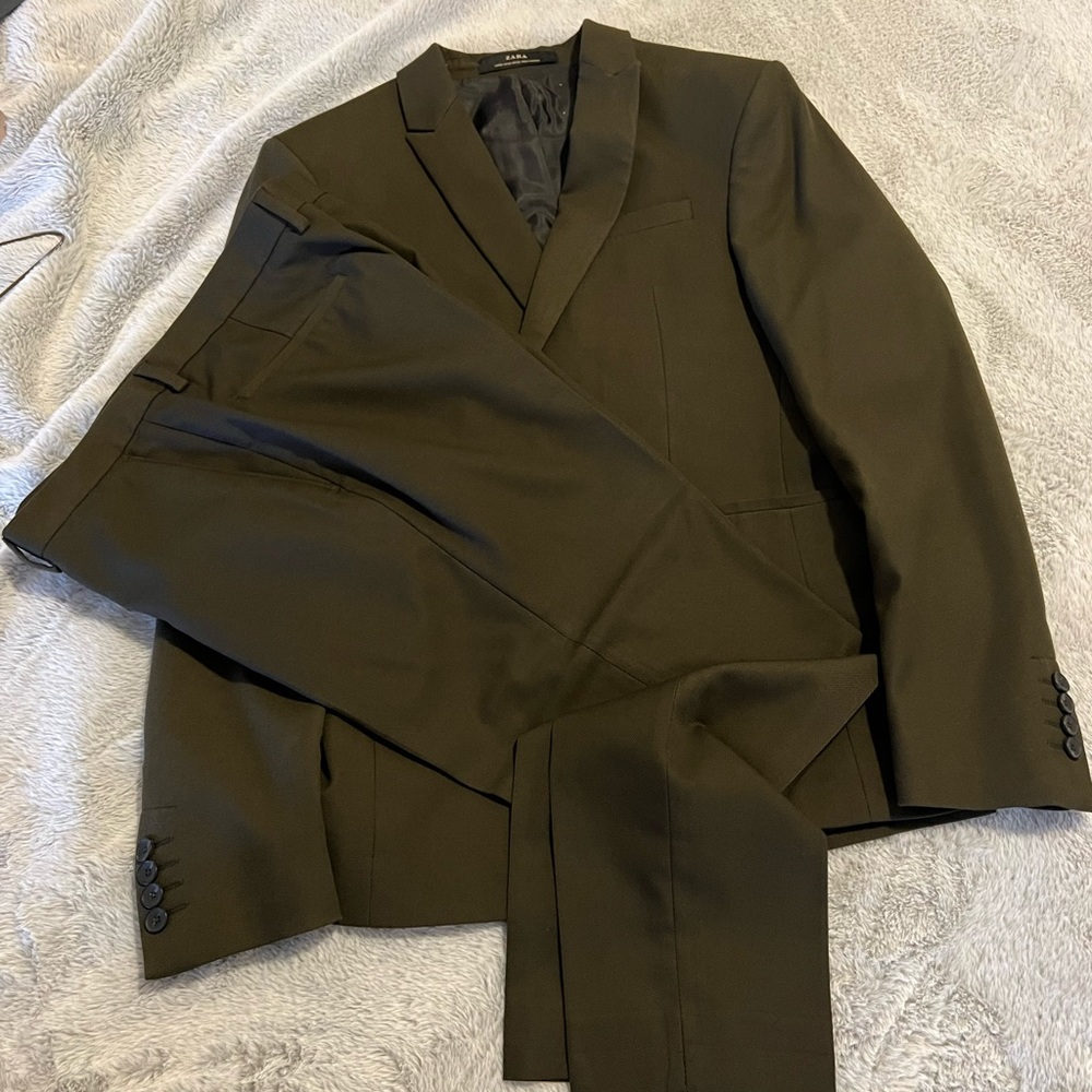 Zara slim fit olive suit! Super skinny and slim